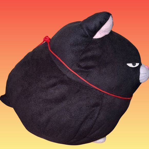 13" AMUSE Higemanju Kuromame Cranky Cat Neko Hige Manju Plush - Picture 5 of 5